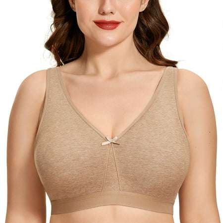 DELIMIRA Women s Wireless Plus Size Bra Cotton Support Comfort Unlined Sleep Bralette