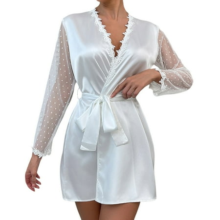 Women s Sexy Lace Kimono Robe - Lingerie Mesh  with & Belt  Polyester/Spandex  Multiple Sizes