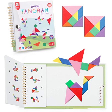 IGUOHAO Travel Tangram Puzzle with 2 Set Magnetic Plate- Montessori ...