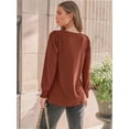 thumbnail image 5 of Womens Long Sleeve Tops Dressy Casual Shirts Pleated Crewneck Basic Blouses Fall Trendy Outfits, 5 of 6