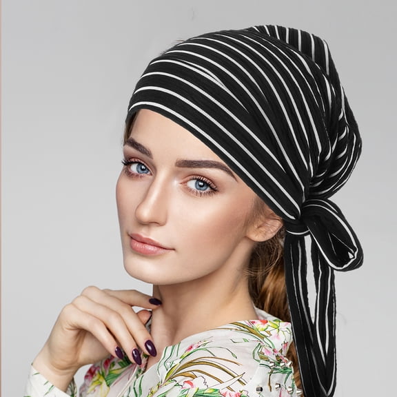 KAKOWELY Nurse Hats For Women Scrub Beanie Head Scarf Polyester 1Pcs Chemotherapy Comfort Black