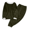 thumbnail image 2 of Naittoop Fleece Pajamas Womens Petite Casual Loose Comfy Thermal Plush Fuzzy Long Sleeve Sleepwear Winter 2 Piece Lounge Sets, 2 of 4