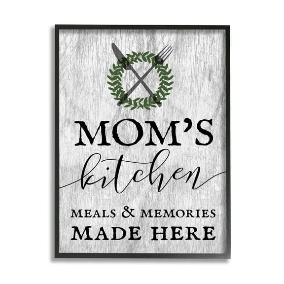 Stupell Industries Mom's Kitchen Meals and Memories Food & Beverage Painting Black Framed Art Print Wall Art, 11 x 14