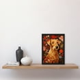 thumbnail image 2 of Bright And Bold Flowers Golden Terrier Dog On Elegant Floral Backdrop William Morris Style Pattern Artwork Framed Wall Art Print A4, 2 of 5