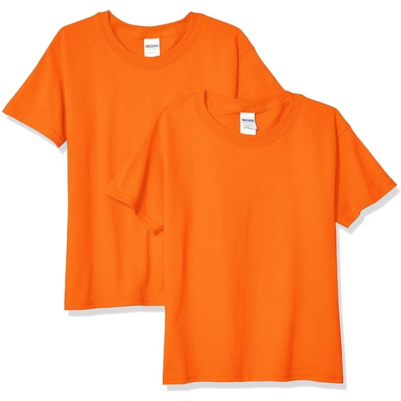 Gildan Youth Heavy Cotton T-Shirt, Style G5000B, 2-Pack Large Orange