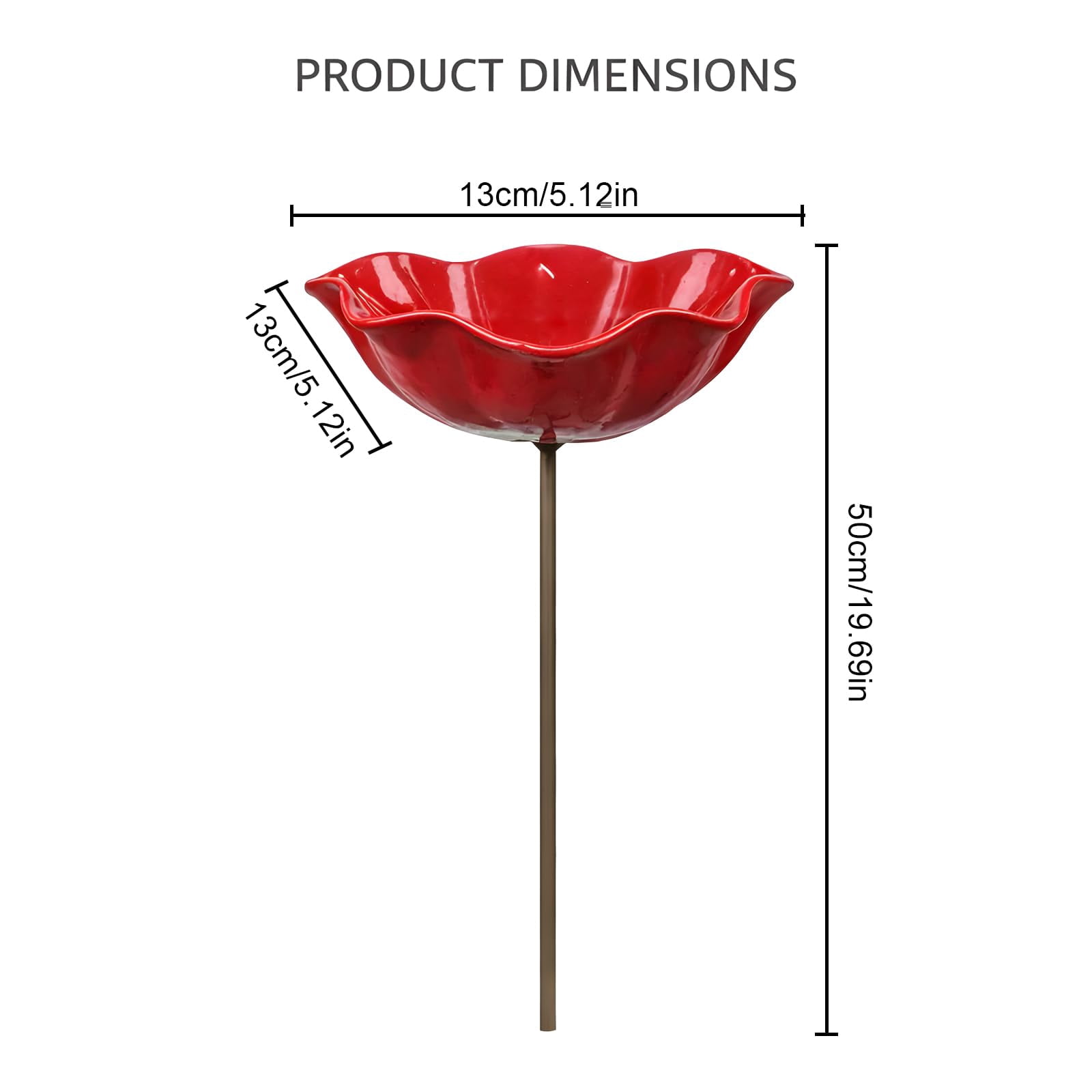 LCBarley Handmade Metal Flower Garden Stake Bird Bath Metal Bird Baths for Outdoors with Stake Outdoor Pollinators Birdbath with Bowl Lawn Yard Garden Décor 2 Pc
