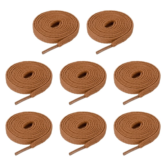 Uxcell 4 Pairs Flat Shoe Laces 0.31"x47" Polyester Shoestring Flat Elastic Shoelaces for Sneakers Skate Shoes Boots Light Brown
