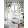 thumbnail image 3 of Eucalyptus Leaf Sheer Curtains 2 Panels Set Sage Green Leaves Branch Abstract Art Lihgt Filtering Rod Pocket Voile Drape, Semi Sheer Window Curtains for Bedroom Living Room, 52"x96", 3 of 5