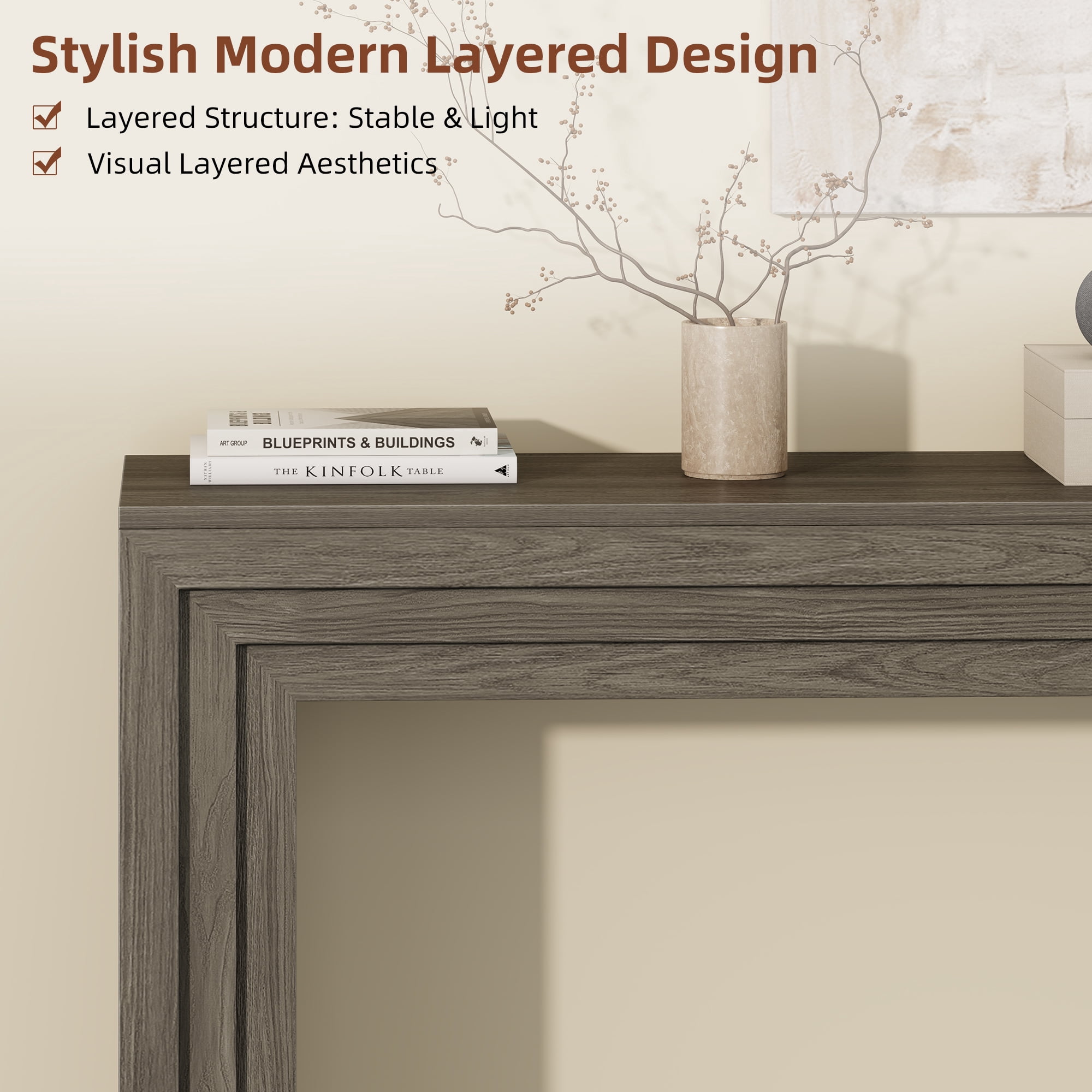 Laintene Modern Entryway Table, 43" Modern Console Table with Storage, Narrow Sofa Table Behind the Couch, Accent for Living Room, Hallway Foyer, Entrance, Gray
