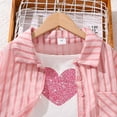 thumbnail image 4 of Fozruso 2 Piece Outfit Summer Girls' Large Sized Straps Style Heart Shaped Tank Top Long Sleeved Sun Protective Shirt With Elastic Waist And Short Pants Set,10-11 Years(Red), 4 of 6