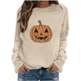 thumbnail image 4 of Lutiedan Halloween Sweatshirts for Women Ghost Pumpkin Rhinestone Graphic Pullover Shirt Long Sleeve Crewneck Spooky Top,XL, 4 of 7