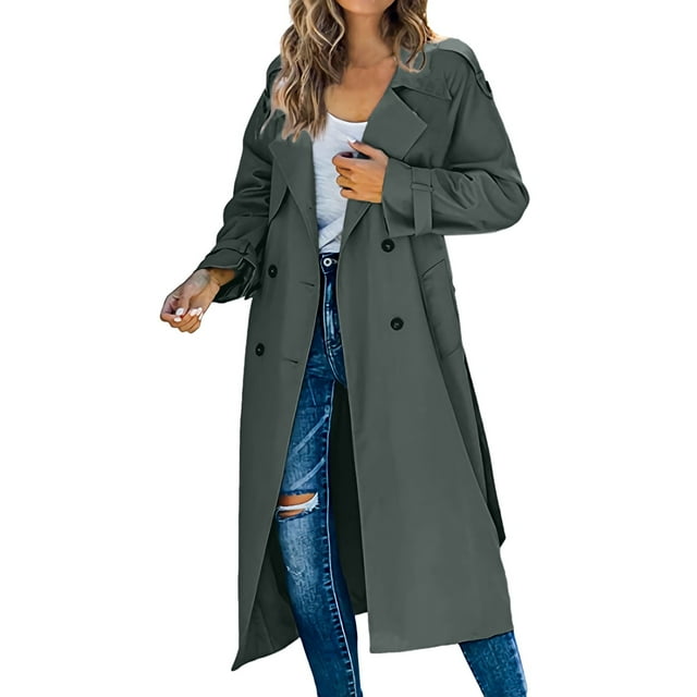 Kcodviy Manteau à Capuchon à Col Roulé pour Femmes, Mi-Long, Décontracté, Manches Longues, Trench Polyvalent Décontracté