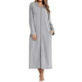 thumbnail image 4 of Defitshape Women's Zip Up Hoodie House Coat Long Robe Pocket Long Sleeve Full Length Housecoat Soft Bathrobe Zipper Grey XX-Large, 4 of 5