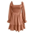 thumbnail image 4 of Fshinging Dresses For Women 2025 Casual Flared Long Sleeve Pleated Square Neck Ruffle Swing, 4 of 4