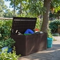 thumbnail image 3 of Devoko 120 Gallon Outdoor Patio Box Deck Plastic Resin Storage Box Backyard, Dark Brown, 3 of 7