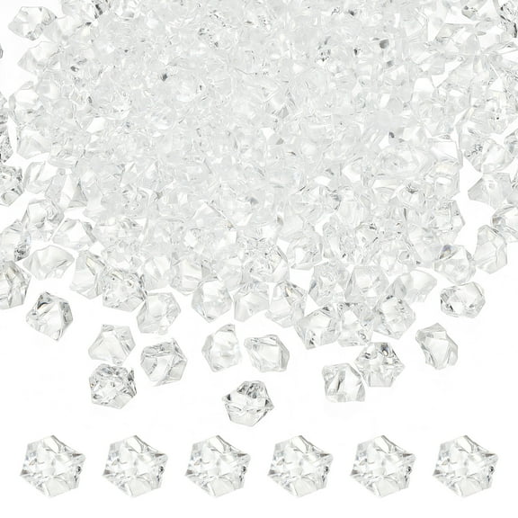 1000-Pack Fake Ice Rocks, 6x9mm Fake Crushed Ice Acrylic Gems Diamonds for Vase Fillers/Fish Tank/DIY Crafts [Clear]