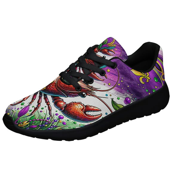 Mardi Gras Crawfish Shoes Sneakers for Women Men Black Size 3.5