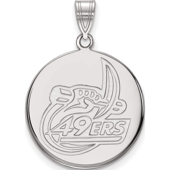 Sterling Silver Ss Rh-P Logoart U Of North Carolina At Charlotte Large Disc Pendant (28 X 21) Made In United States ss001uncc