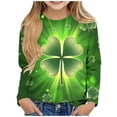 thumbnail image 2 of Twczz Girls St Patricks Day Shirts- Soft Cute Casual Long Sleeve Kids Luck Tops Blue Size 4, 2 of 5