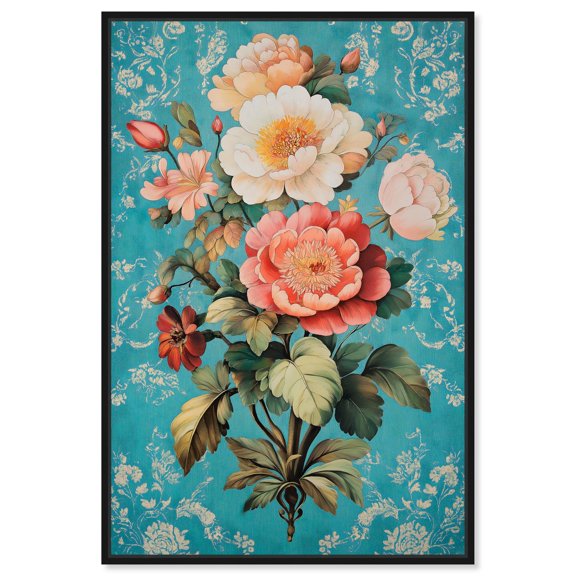 Floral Azure Ascent II Canvas Romantic Floral Art by Art Remedy, Black Frame, 10 x 15