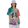 thumbnail image 4 of Funny Watercolor Adorable Bernese Mountain Dog Peeking Through Torn Paper Effect Hawaiian Shirt Breathable Summer Unisex Merch Berner Lover Gifts - 00026, 4 of 6