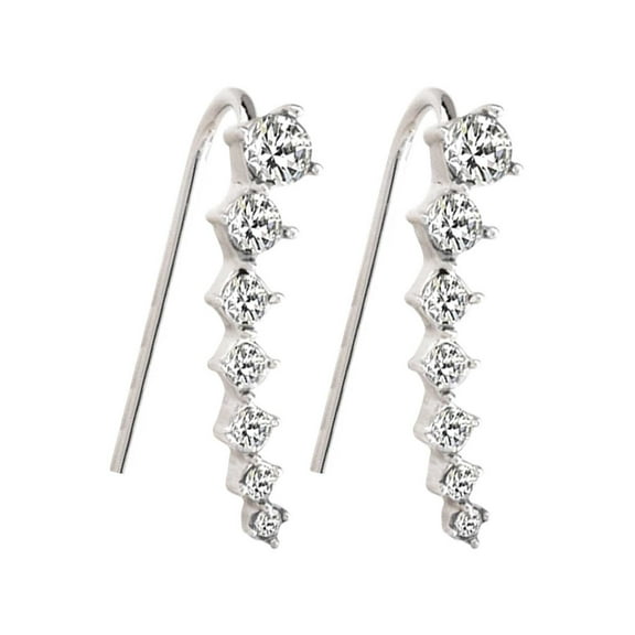 SUSHANG Seven Star Diamond Earrings Seven Star Stud Earrings 7 Ear Cuffs Hoop Climber Sterling Cartilage Earrings with Cubic Zirconia Piercing Earring for Women