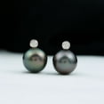 thumbnail image 3 of Rosec Jewels Tahitian Pearl and Moissanite Earrings, 8 MM Pearl Earrings, Elegant Tahitian Pearl Earrings, Pearl Earrings for Women, 14K White Gold, 3 of 9