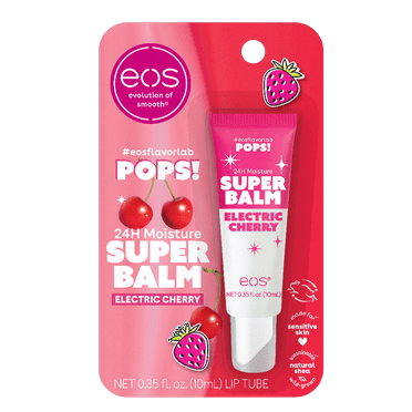 eos 24H Moisture Super Balm- Electric Cherry, Limited-Edition Lip Balms for Dry Lips, 0.35 fl oz