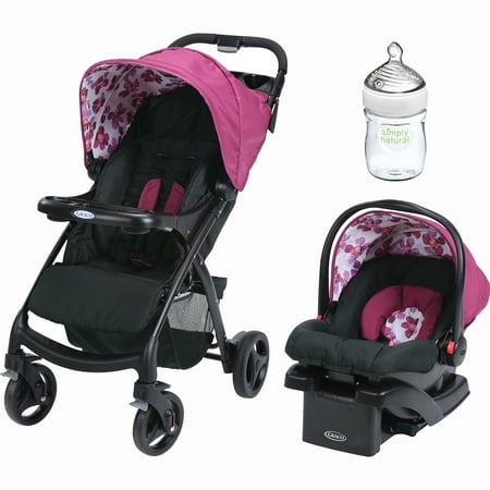 Graco Verb Click Connect Travel System, with SnugRide Click Connect 30 Infant Car Seat, Caris with Nuk Simply Natural 5oz Bottle, 1-Pack