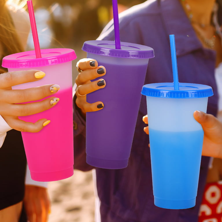 Cups with Straws and Lids Kids Tumbler Straw Reusable Water  Bottle Iced Coffee Travel Mug Cup Adults Plastic for Parties Birthdays 16  oz (Bright Colors, 15 Pack): Tumblers & Water Glasses