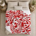 thumbnail image 5 of Festive Red White Candy Cane Spiral Pattern Cheerful, Festive Holiday Scene, Warm Flannel Blanket for Living Room and Family Room, Art Lovers Housewarming Gift, Festive Home Decor, 5 of 9