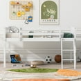 thumbnail image 2 of Full Size Wood Low Loft Bed with Ladder, Ladder Can be Placed on the Left or Right(White), 2 of 12