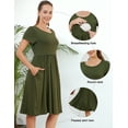 thumbnail image 4 of Women's Nursing Dress Summer Short Sleeve Patchwork Pregnancy Clothes with Pockets,Medium, 4 of 7