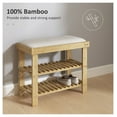 thumbnail image 6 of Bamboo Shoe Bench, 3-Tier Entryway Bench with Cushion, Shoe Storage Organizer, 6 of 9