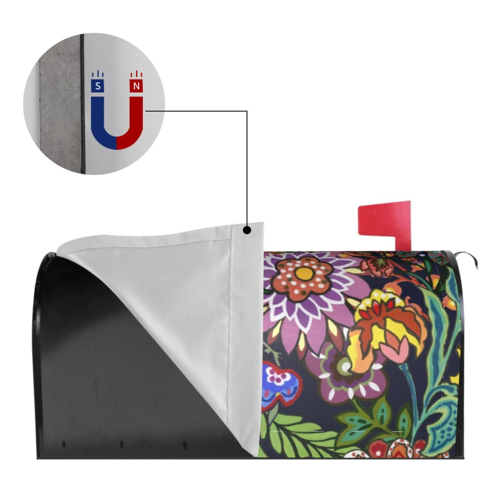 Xecao Vintage Floral for Mailbox Cover with Magnetic Strips, Waterproof and Sunscreen, Adds a Decorative Touch to Your Garden Yard.