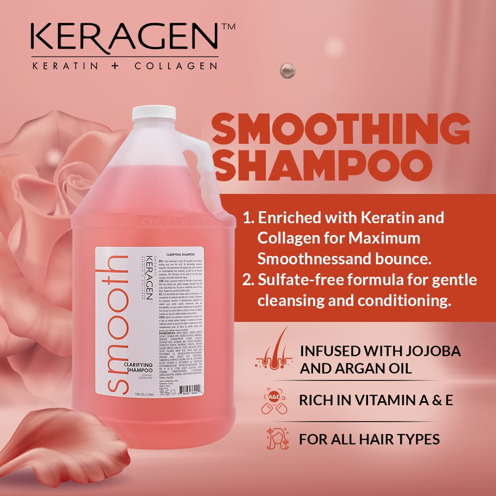 KERAGEN - Clarifying Shampoo with Keratin and Collagen, All Hair Types, Sulfate Free, 128 Oz
