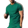 thumbnail image 2 of TAGOLD Mens Summer Short Sleeve Round-Neck Blouses & Shirts Side Stripe Print Casual Top, 2 of 5
