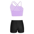 thumbnail image 2 of inhzoy Kids Girls 2 Piece Crop Tops and Booty Shorts Tracksuit Set Lavender&Black 14, 2 of 5