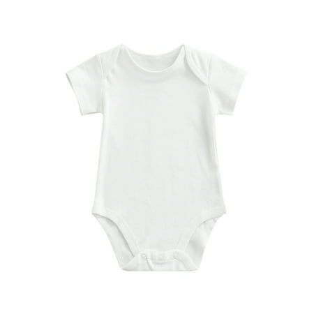 

Binpure Newborn Baby Boy Girls Jumpsuit Toddler Solid Color Short Sleeve Round Neck Button Summer Romper