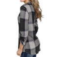 thumbnail image 3 of Okbop Satin Tops for Women,Fashion Plaid Print Long Sleeve Breathable V-Neck Shirt Tops Women Blouse Mama Shirt, 3 of 6