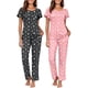 thumbnail image 3 of Ekouaer 2 Pack Womens Pajama Sets Short Sleeve with Long Pajama Pant Set Soft Sleepwear Printed Pj Lounge Sets with Pockets, 3 of 5