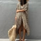 thumbnail image 4 of Traje de baño para cubrir estilo bohemio, cubierta de Bikini cómoda y holgada a la moda con cinturón para mujer, tamaño libre de lunares de leopardo amarillo, 4 of 8