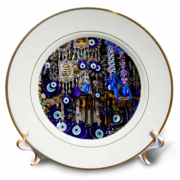 3dRose Central Iran, Shiraz, Bazar E Vakil Market, Traditional Evil Eye wards - Porcelain Plate, 8-inch