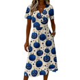 thumbnail image 4 of Halloween Costume Dresses for Women Short Sleeve V-Neck Halloween Print Casual Dress for Halloween Parties, Cosplay, Trick or Treat Blue B S, 4 of 5