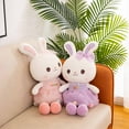 thumbnail image 4 of Bunny Stuffed Animal Organic Cotton Baby Plush Toys Wearing Pink Plaid Dress, 15" Easter Stuffed Animal Bunny Plush Stuffed Animal Dolls Toys on Easter Party Birthday Christmas, 4 of 6