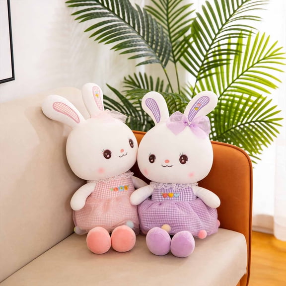 Chiccrate Bunny Doll Plush Toy, Sweet Stuffed Bunny Toys With Pink Vintage Lace Dress And Hat, Medium 16 In Elegant Kawaii Rabbit Toys Soft Huggable Conejos Plushies Easter