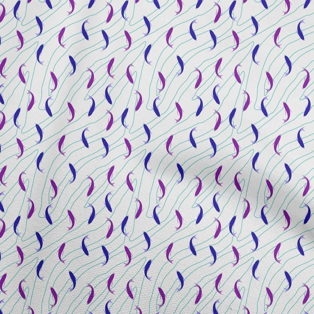 oneOone Rayon Purple Fabric Ocean Fish Sewing Material Print Fabric By The Yard 56 Inch Wide