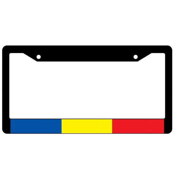 Romania World Flag Black Plastic License Plate Frame