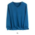 thumbnail image 4 of Qarigey Ropa interior térmica de invierno frío, camiseta elástica con cuello en V gruesa y holgada portátil, ropa informal cómoda, Tops Camisetas lago azul SG, 4 of 6