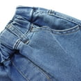 thumbnail image 5 of KIDSCOOL SPACE 7-Pocket Girls Wide-leg Stretch Denim Pants, 5-14T Ribbed Elastic Waist with D-ring Cargo Jeans,Light Blue,4-5 Years, 5 of 7